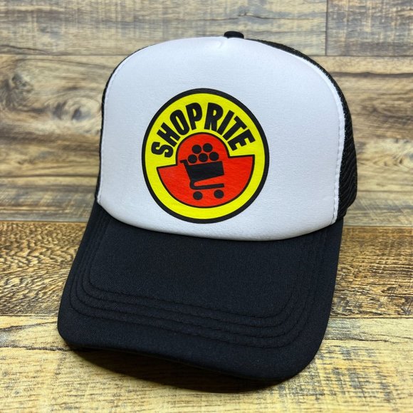 Shoprite Mens Trucker Hat Black Snapback Retro Logo Supermarket Baseball Cap - Picture 1 of 8